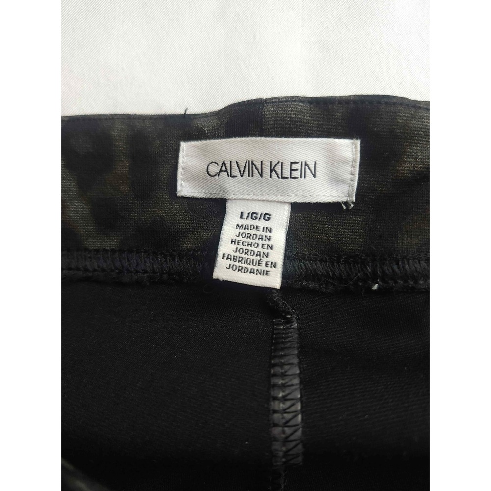 Calvin Klein Womens Leopard Print Pull On Leggings Dark Olive Black Size Large - Picture 5 of 7